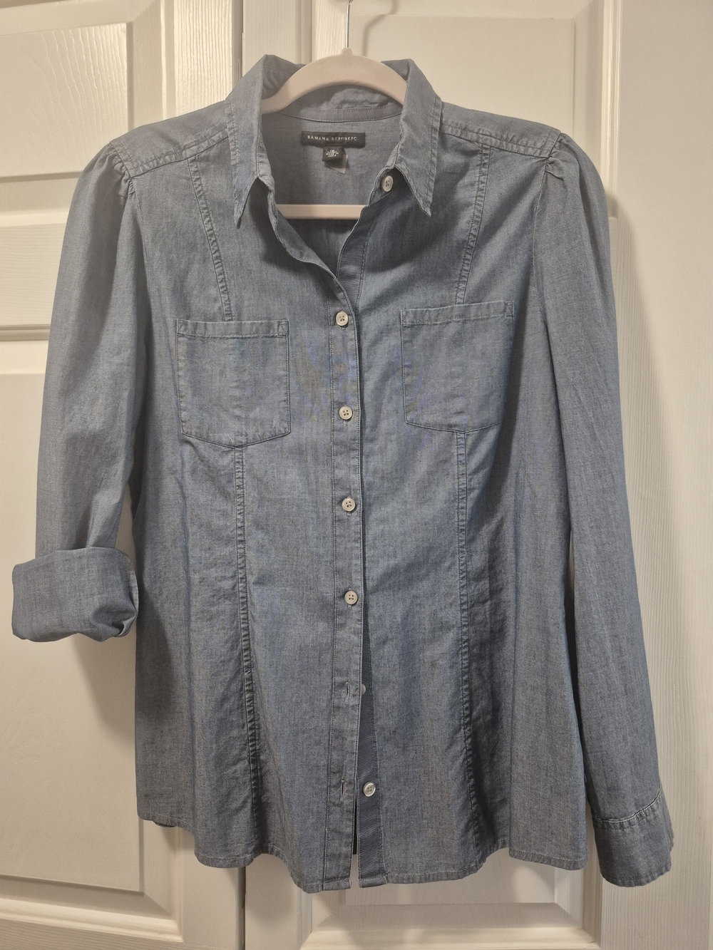 Banana Republic Light Blue Denim-Style Button Front Shirt Sz12